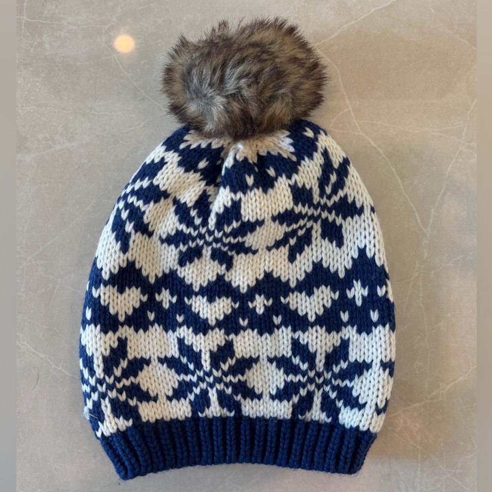 Charming Charlie Navy and White Knit Beanie